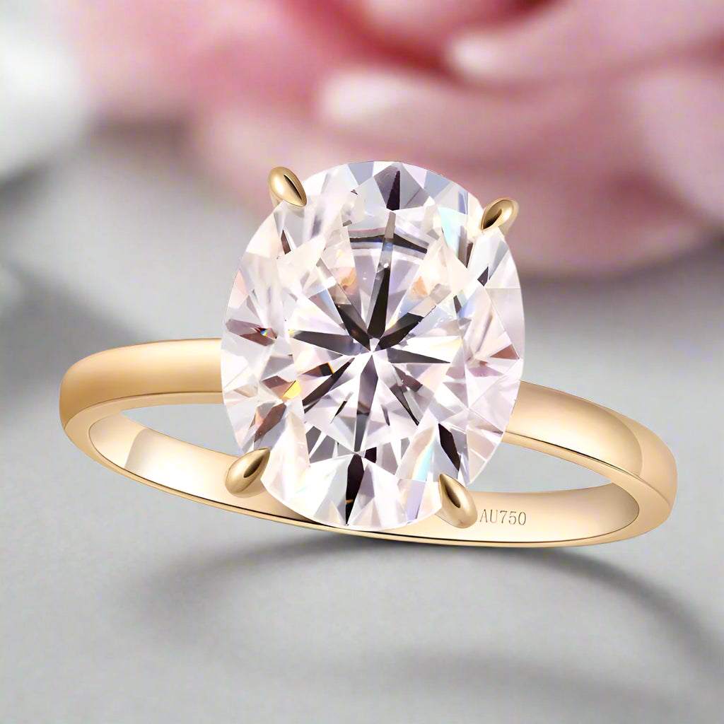 Solid Yellow Gold 3.0ct Oval Cut Diamond Engagement Ring-Black Diamonds New York