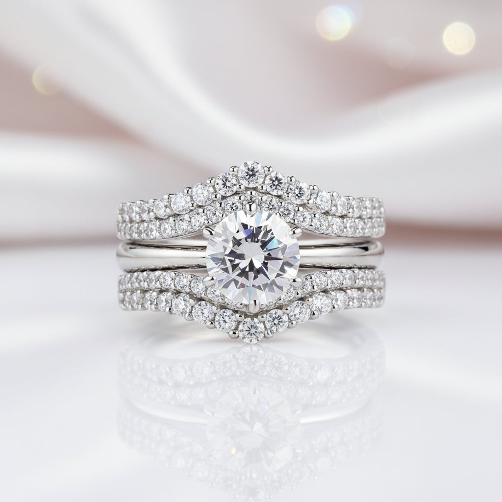 Solitaire Round Cut Diamond Option Engagement Ring Set-Black Diamonds New York
