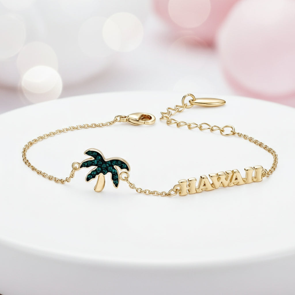 Summer Coconut Palm Hawaiian Style Bracelet with Diamond-Black Diamonds New York