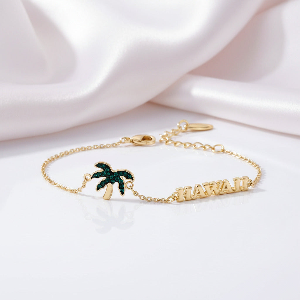 Summer Coconut Palm Hawaiian Option Bracelet with Diamond Option-Black Diamonds New York