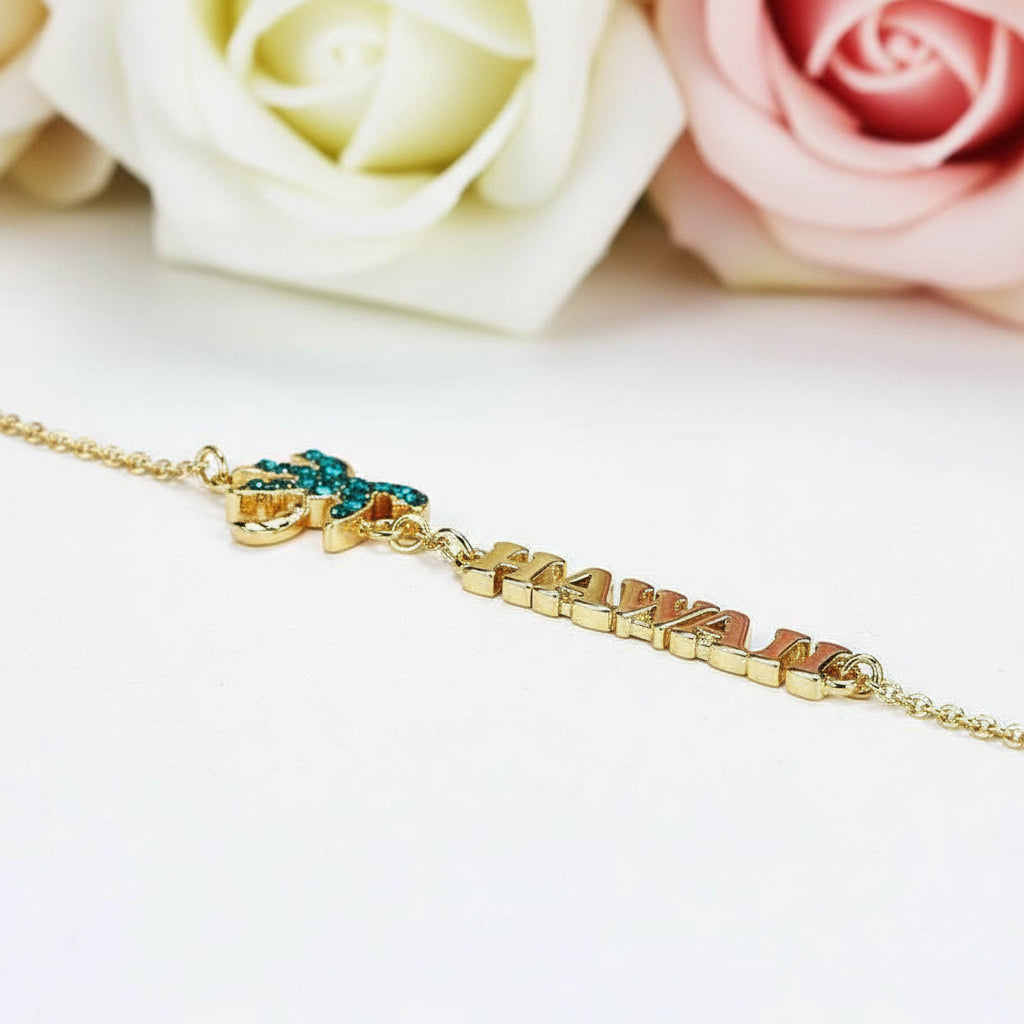 Summer Coconut Palm Hawaiian Style Bracelet with Diamond-Black Diamonds New York