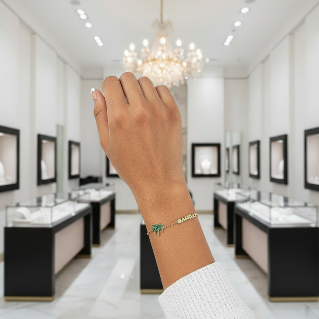 Summer Coconut Palm Hawaiian Style Bracelet with Diamond-Black Diamonds New York