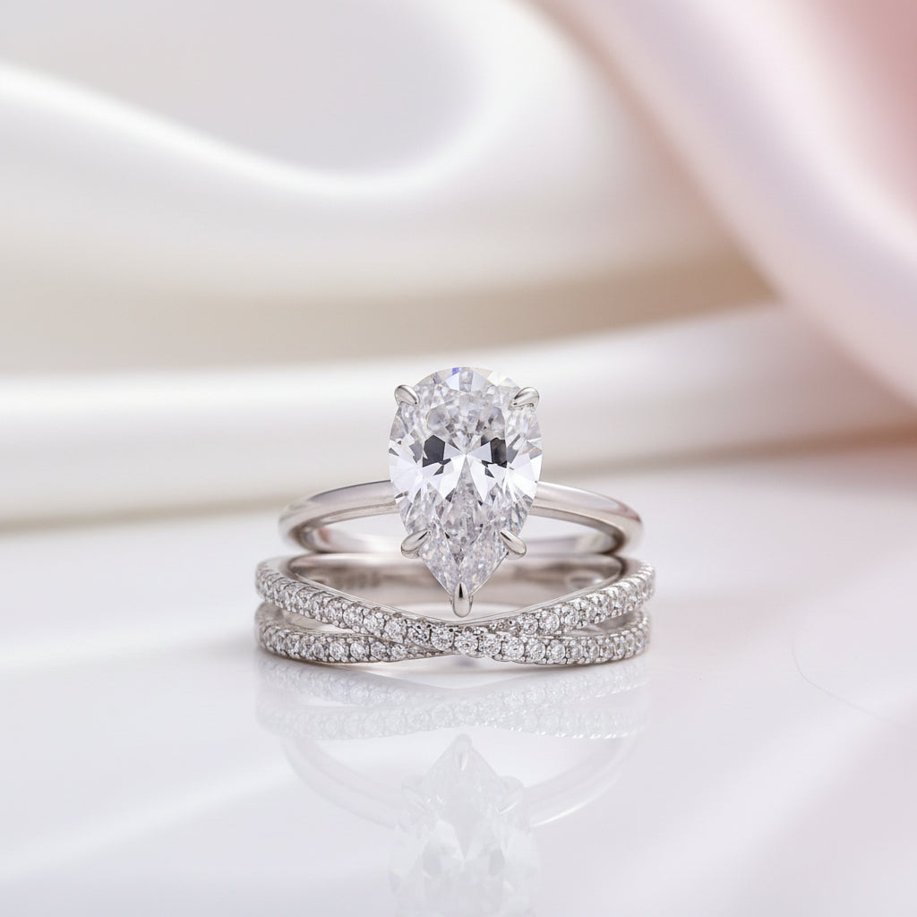 Unique Pear Cut Diamond Option Ring Set-Black Diamonds New York