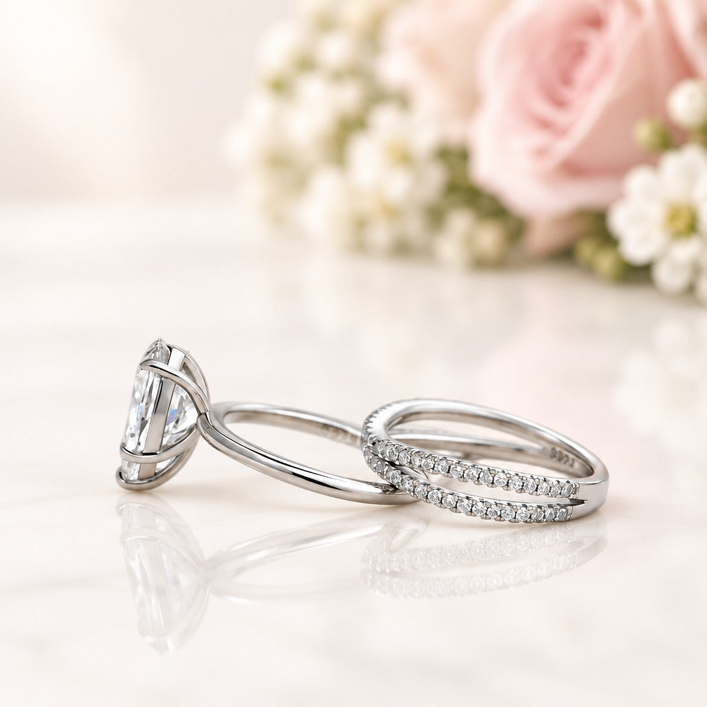 Unique Pear Cut Diamond Option Ring Set-Black Diamonds New York
