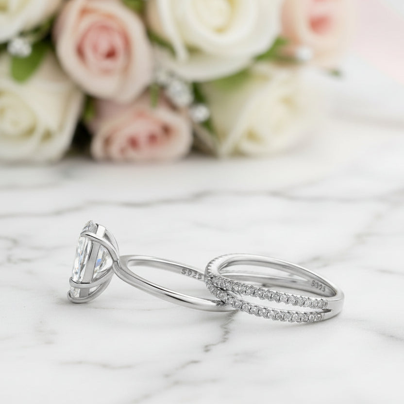 Unique Pear Cut Diamond Option Ring Set-Black Diamonds New York