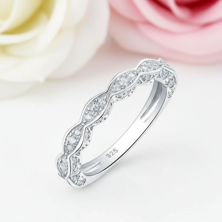 Wave Pattern Vintage Style Diamond Ring-Black Diamonds New York