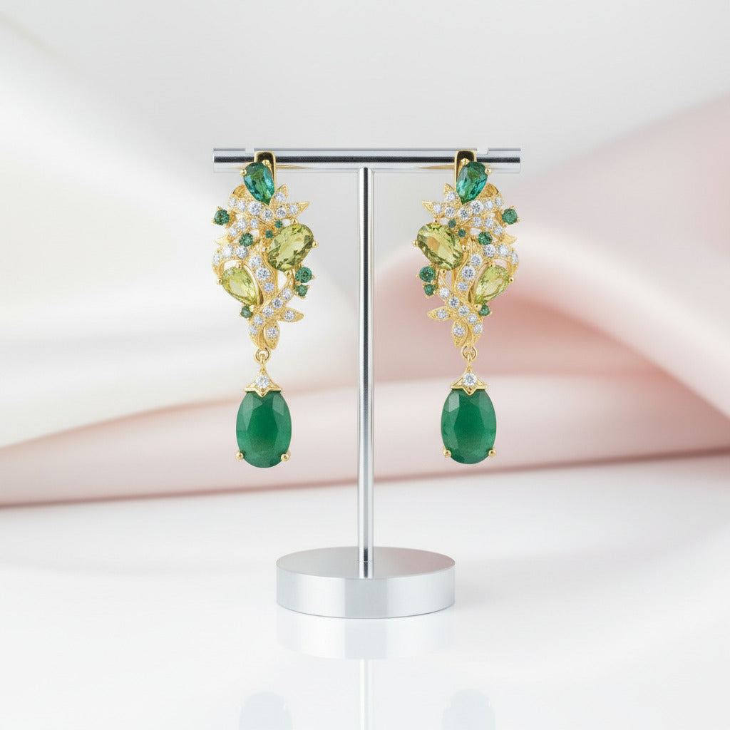 Yellow Gold Diamond Option Drop Earrings-Black Diamonds New York