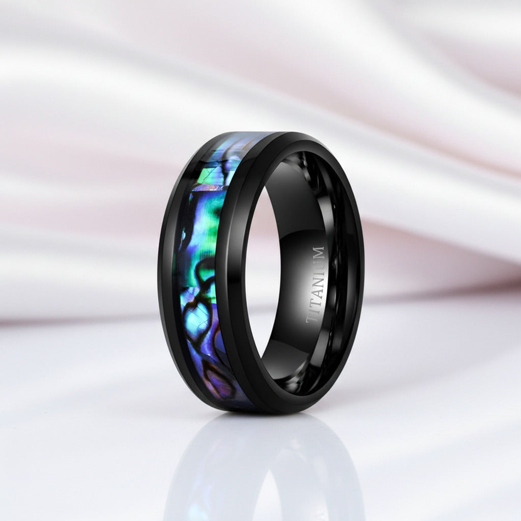 Abalone Shell Men's Titanium Wedding Band (Copy)-Black Diamonds New York
