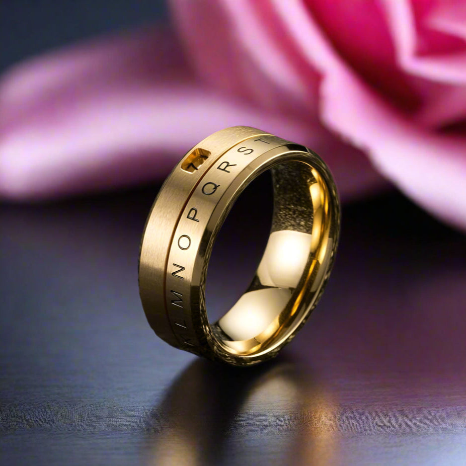 ABCD Titanium Steel Spinner Wedding Band-Black Diamonds New York