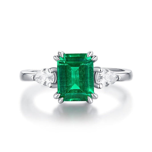 Adjustable 1.5 Carat Green Emerald Ring-Black Diamonds New York