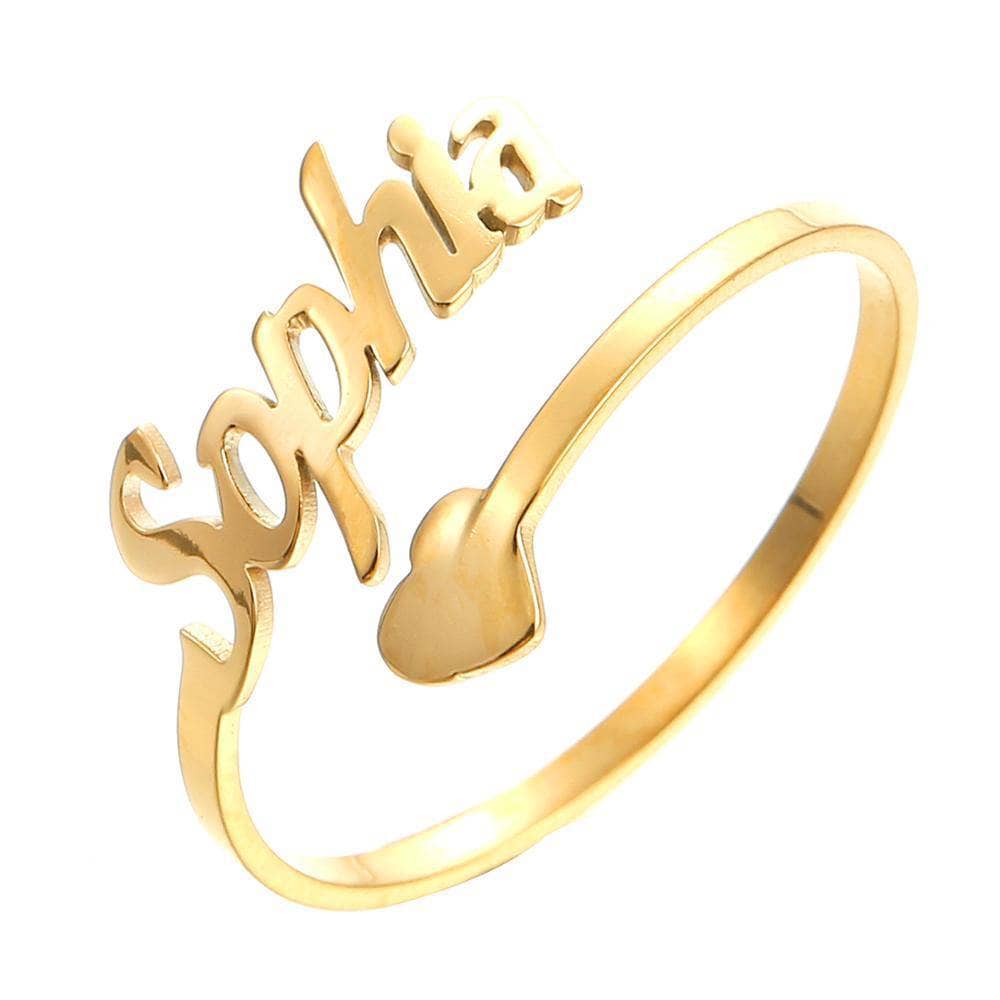 Adjustable Custom Ring Letter& Heart Name Ring
