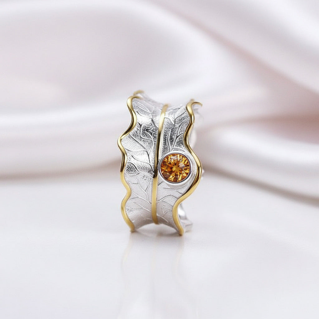 Adjustable Peony Leaf Rings-Black Diamonds New York