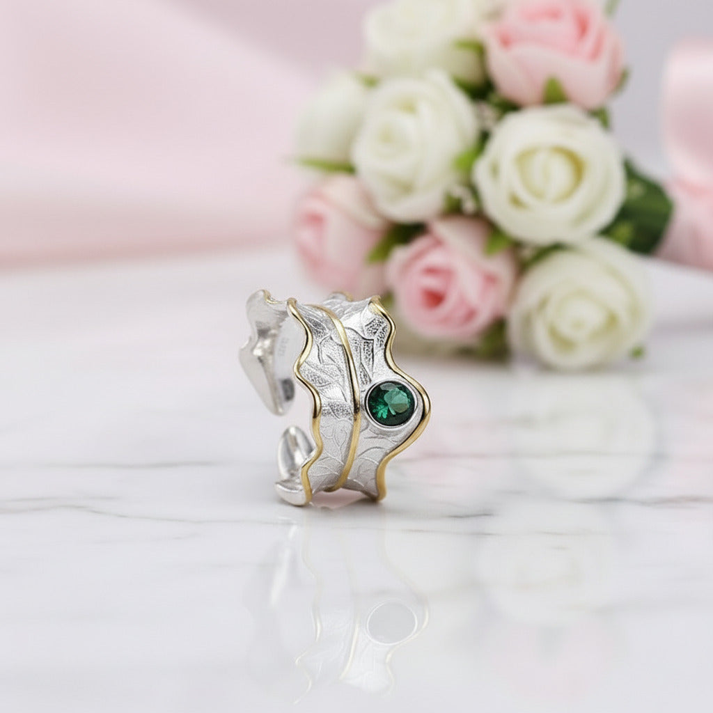 Adjustable Peony Leaf Rings-Black Diamonds New York