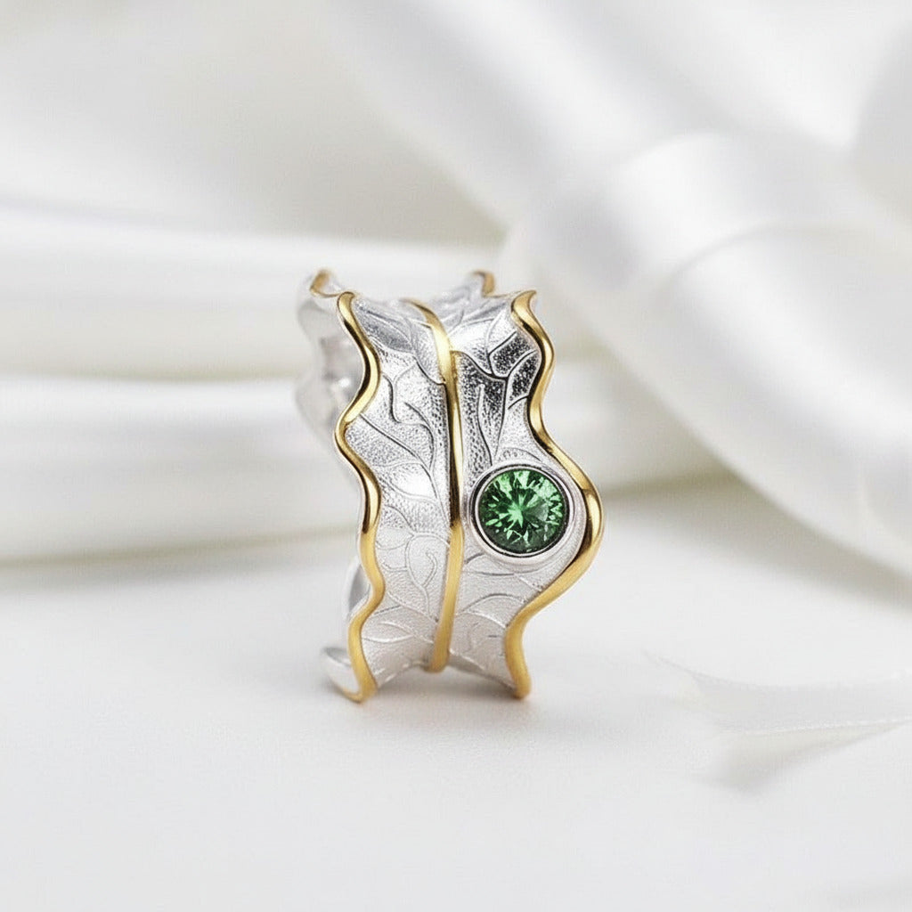 Adjustable Peony Leaf Rings-Black Diamonds New York