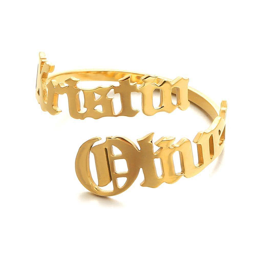 Adjustable Stainless Steel Custom Name Ring-Black Diamonds New York