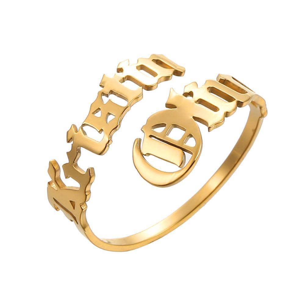 Adjustable Stainless Steel Custom Name Ring-Black Diamonds New York