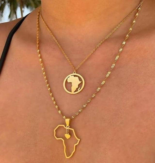Africa Map Chain Necklace-Black Diamonds New York