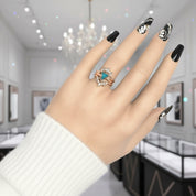 Alchemist 3 Piece Ring Set (Women)- 14k Rose Gold Video Game Inspired Rings-Black Diamonds New York