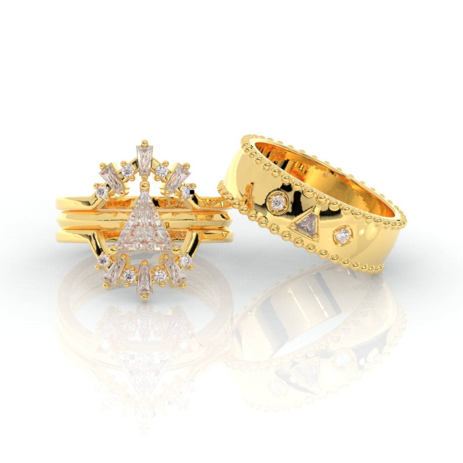 Shimmering Symmetrical Leaf 22k Gold Ring | Yellow white gold ring, 22k gold  ring, White gold rings