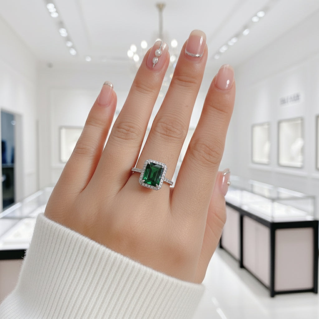 Amazing 3.5 Carat Emerald Cut Halo Engagement Ring-Black Diamonds New York