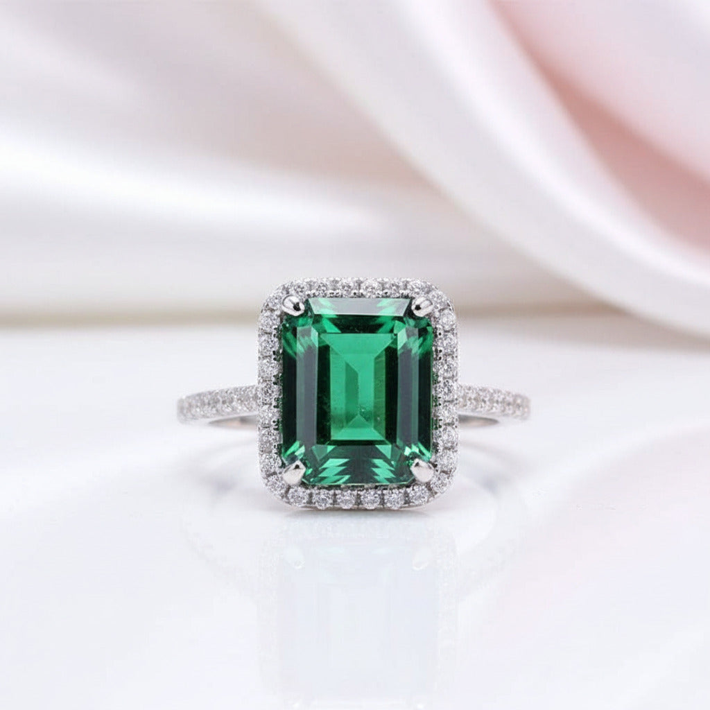 Amazing 3.5 Carat Emerald Cut Halo Engagement Ring-Black Diamonds New York