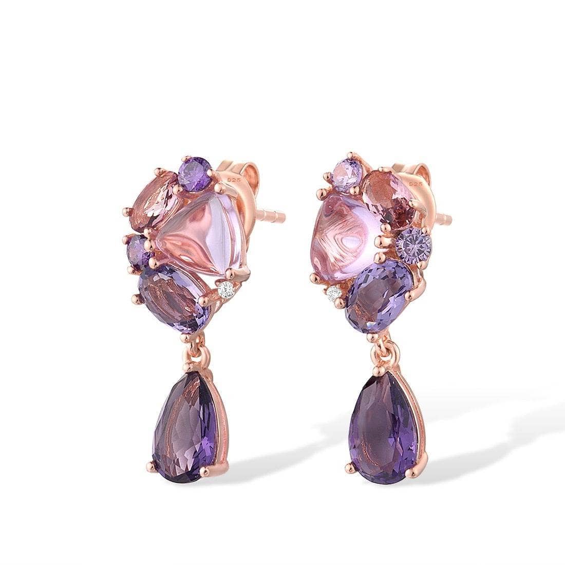 Amethyst Purple Stones Temperament Drop Earrings-Black Diamonds New York