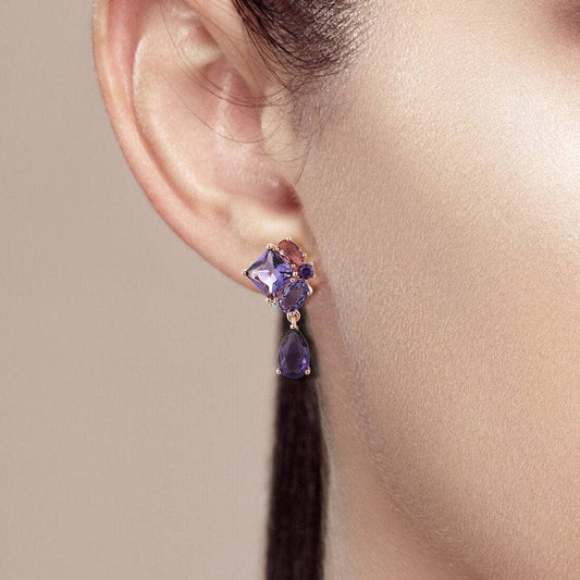 Amethyst Water Drop Earrings-Black Diamonds New York