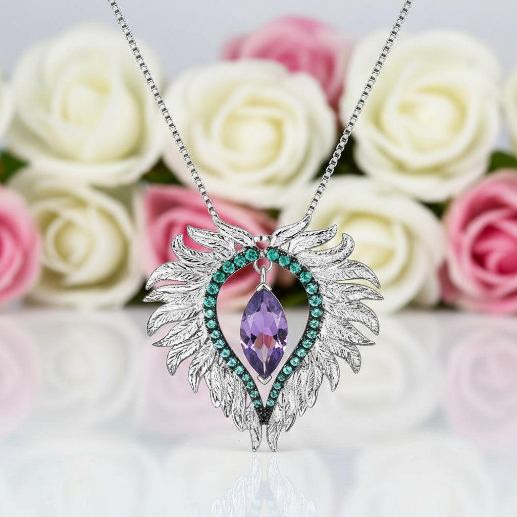 Angel Wings Feather Necklace-Black Diamonds New York