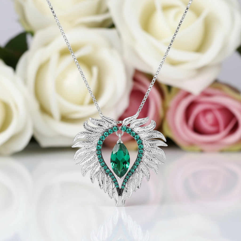 Angel Wings Feather Necklace-Black Diamonds New York