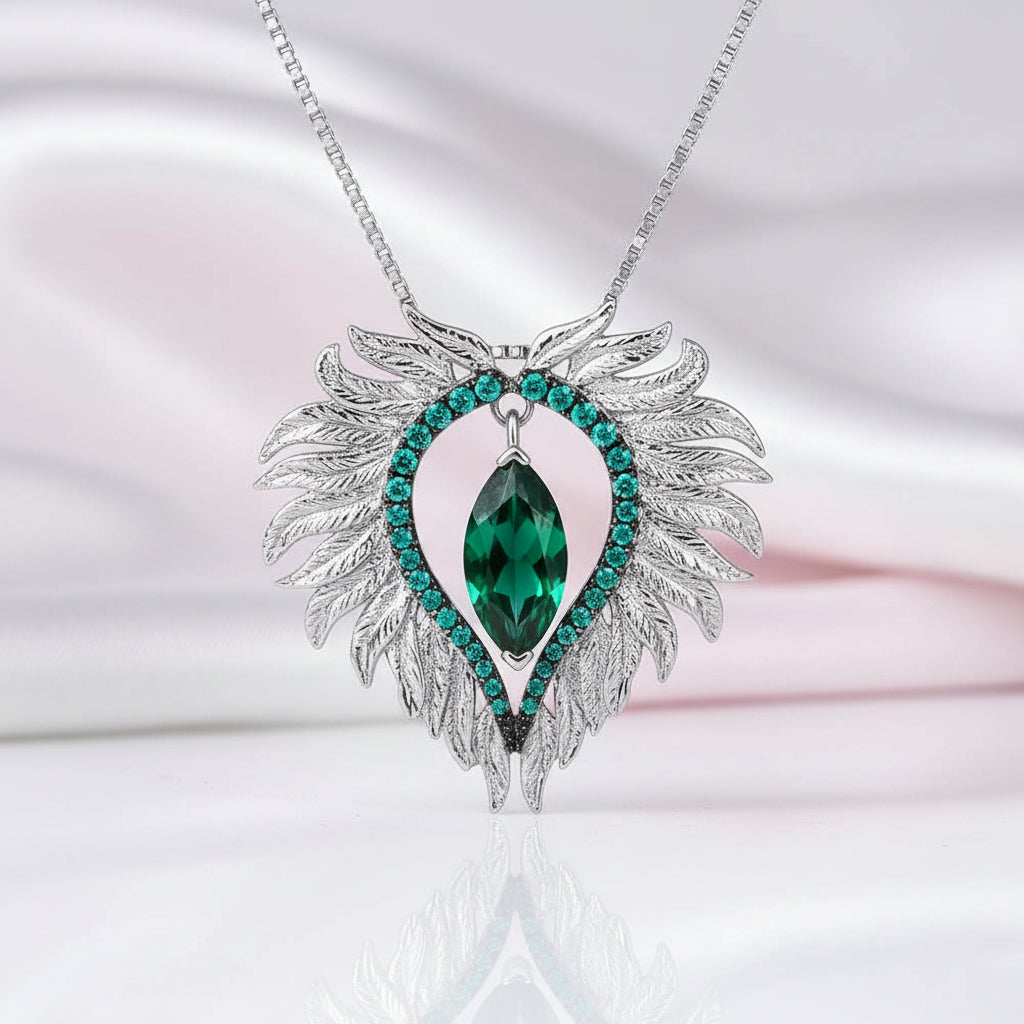 Angel Wings Feather Necklace-Black Diamonds New York