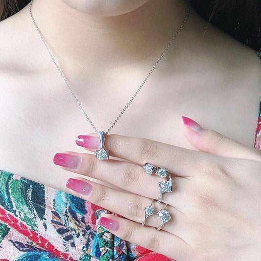 Angel's Kiss Moissanite Diamond Necklace and Earrings-Black Diamonds New York