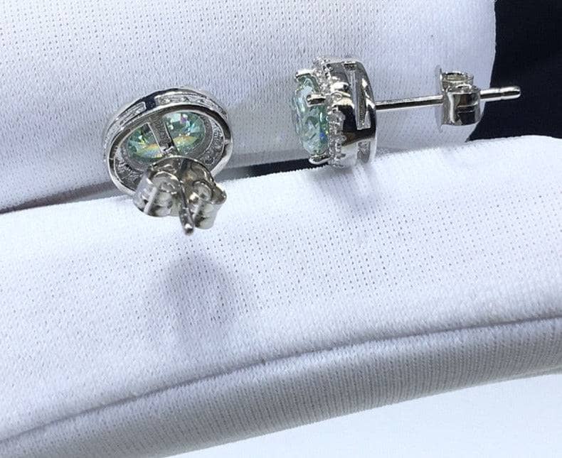 Apple Green Oval Moissanite Stud Earrings - Black Diamonds New York