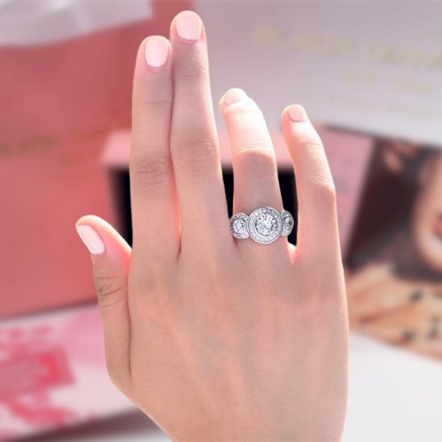 Art Deco 2.50ct Diamond Engagement Ring-Black Diamonds New York