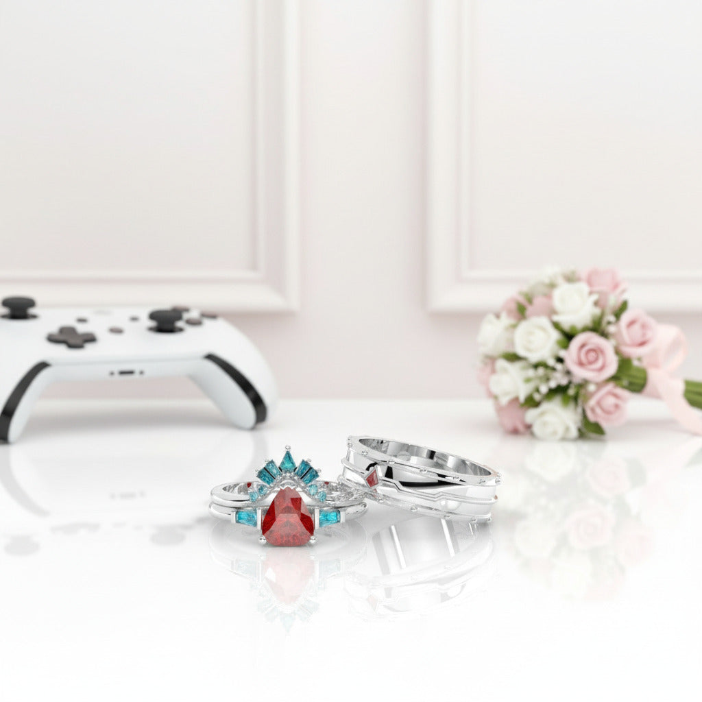 Assasin's Romance Engagement Ring (Women)- 14k Yellow Gold Video Game Inspired Rings-Black Diamonds New York