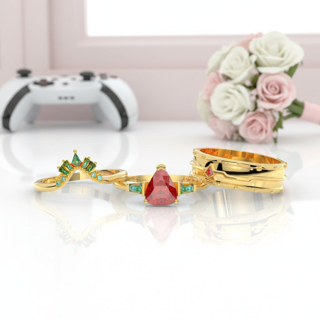 Assasin Rings Assasin's Romance Engagement Ring- 14k Yellow Gold Video Game Inspired ...