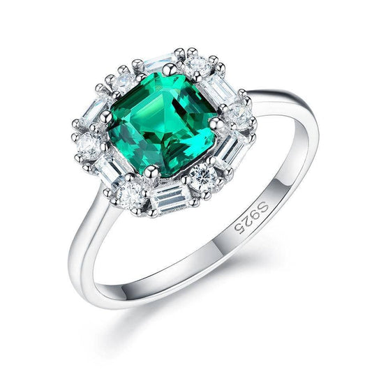Asscher Cut Emerald Stone Engagement Ring - Black Diamonds New York