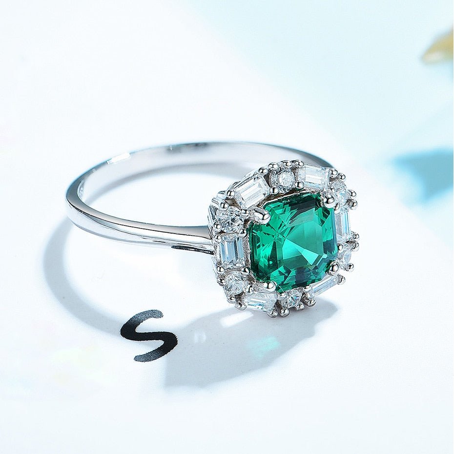 Asscher Cut Emerald Green Diamond Engagement Ring - Black Diamonds New York