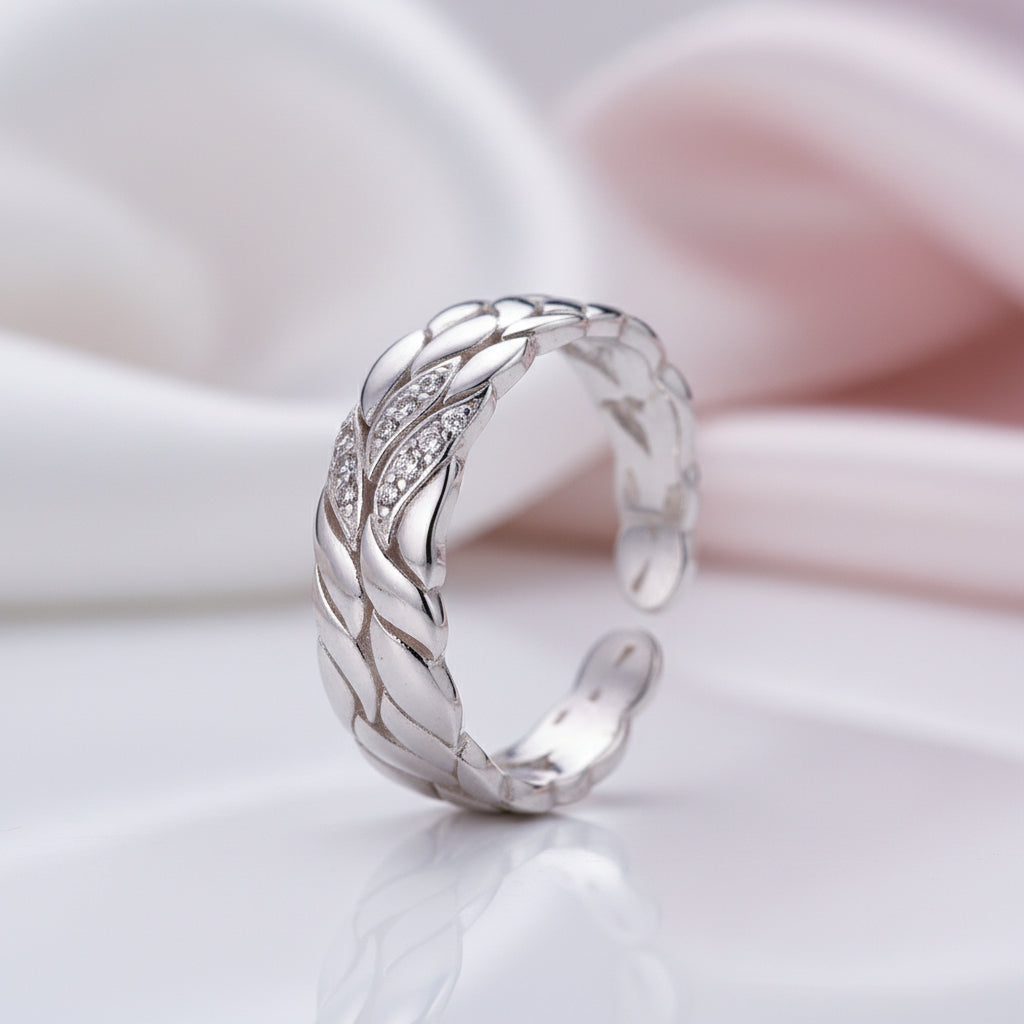 Aster Flower Petals Band-Black Diamonds New York