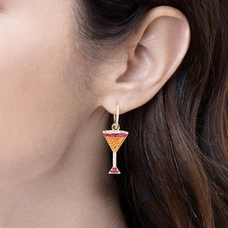 Asymmetrical Earrings in Cocktail Glass Shape