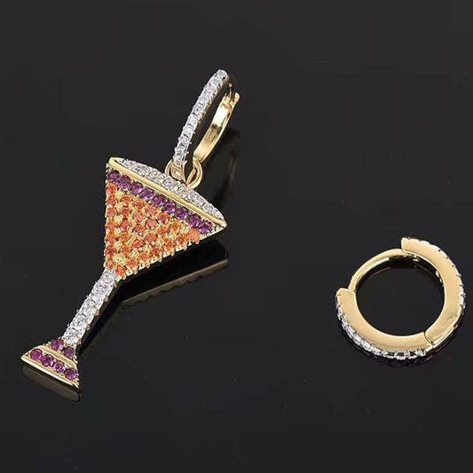 Asymmetrical Earrings in Cocktail Glass Shape-Black Diamonds New York