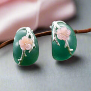 Aventurine Plum Flower Stud Earrings-Black Diamonds New York