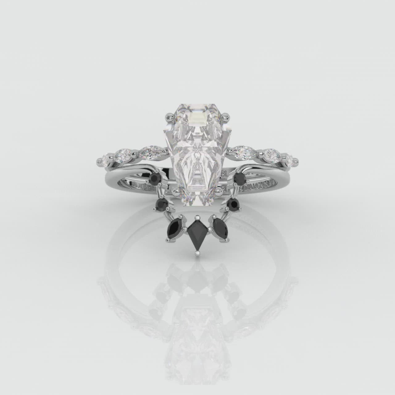 Devoted To You- Limited Coffin Cut Moissanite Diamond Gothic Ring Set
