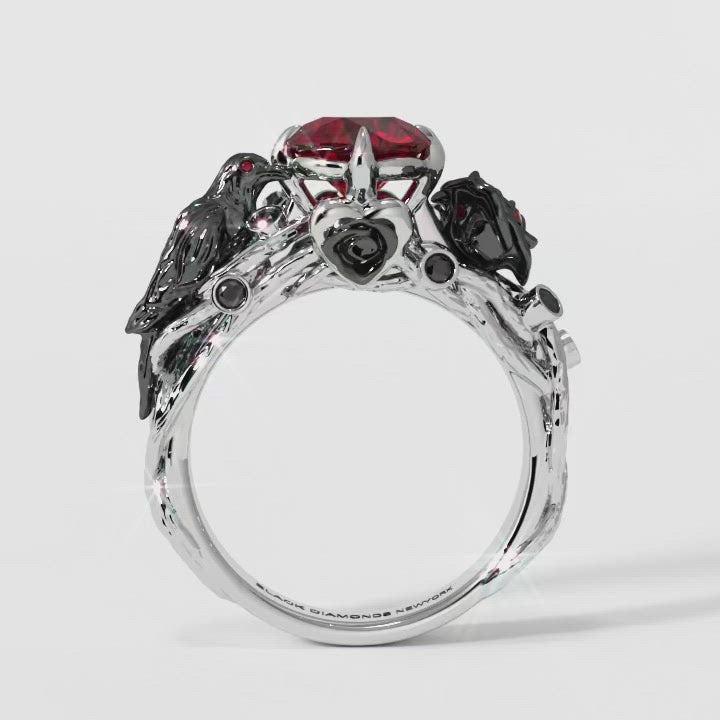 Black Crow- 1.25 Carat EVN™ and Moissanite Diamond Gothic Wedding Ring