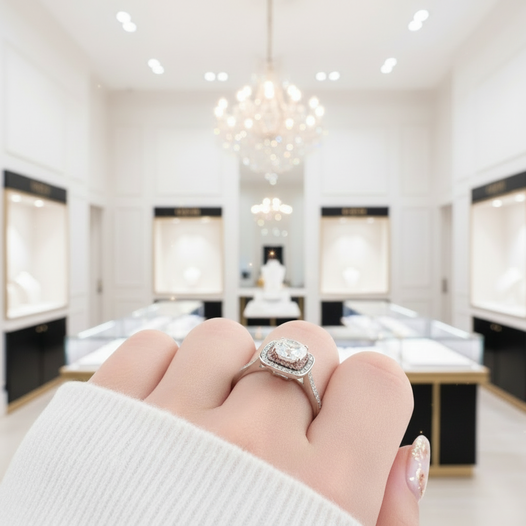 14k White Gold 2ct Diamond Double Halo Engagement Ring-Black Diamonds New York