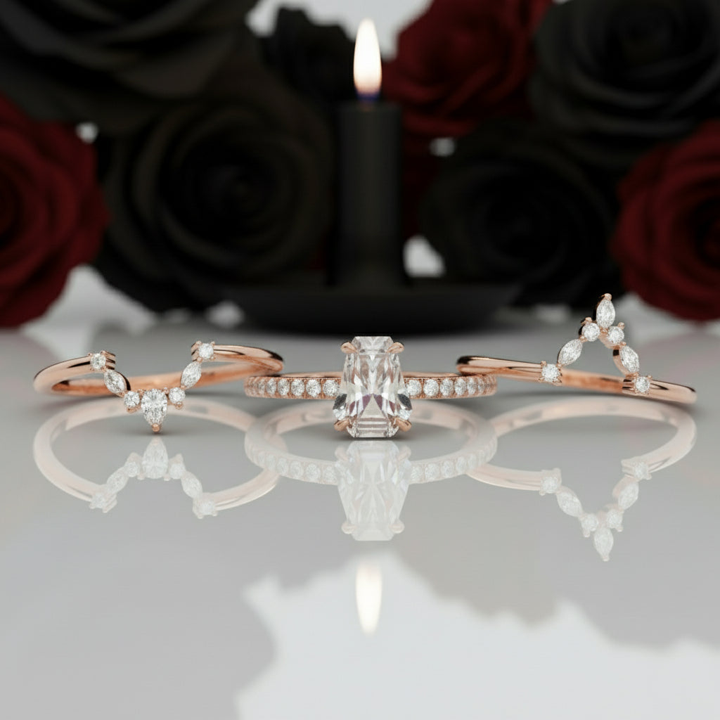 Be Mine Forever- Radiant Coffin Cut Diamond Gothic Wedding Ring-Black Diamonds New York