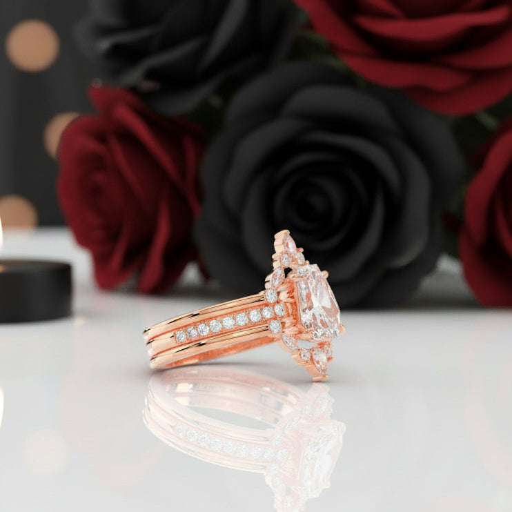 Be Mine Forever- Radiant Coffin Cut Diamond Gothic Wedding Ring-Black Diamonds New York