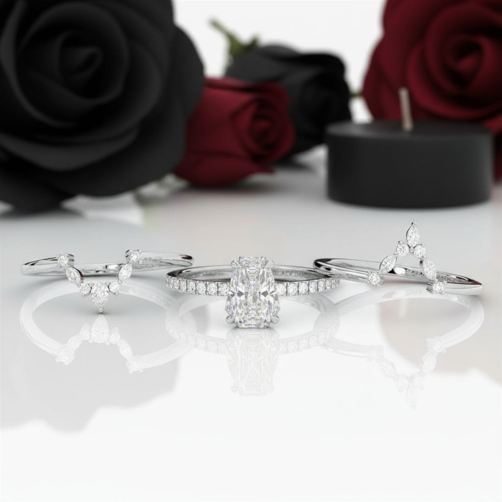 Be Mine Forever- Radiant Coffin Cut Diamond Gothic Wedding Ring-Black Diamonds New York