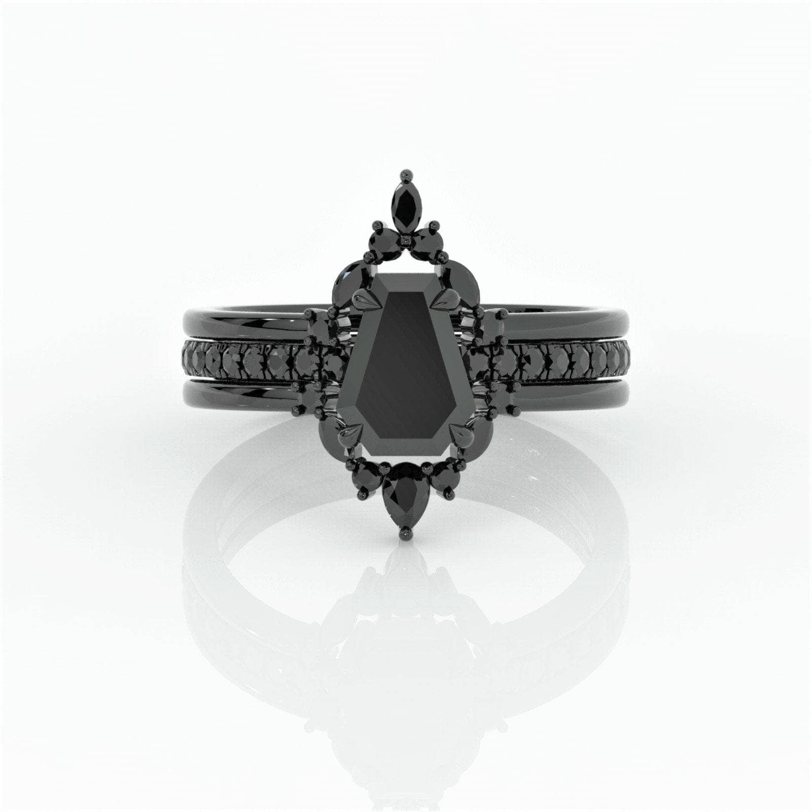 Be Mine Forever- Radiant Coffin Cut Moissanite Gothic Wedding Ring-Black Diamonds New York