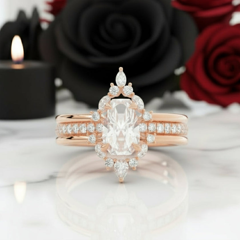 Be Mine Forever- Radiant Coffin Cut Diamond Gothic Wedding Ring-Black Diamonds New York