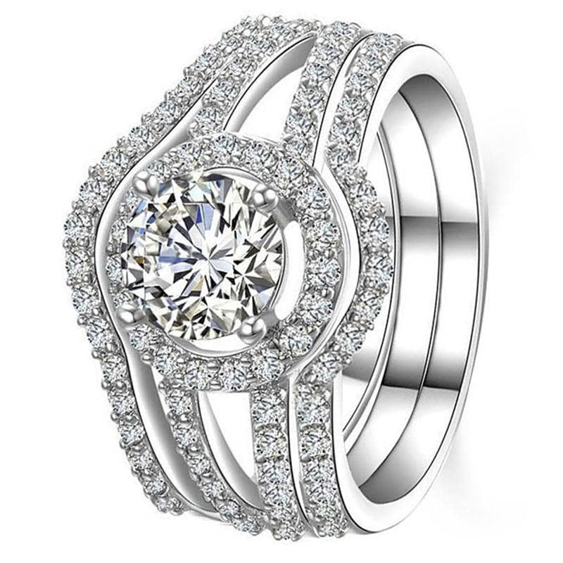 Beautiful Zircon 3-Piece Bridal Ring Set